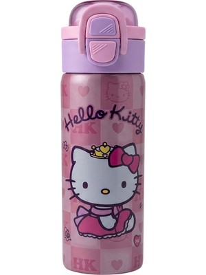Hello Kitty Çift Fonksiyon Kapaklı Çelik Matara 600ML 3834