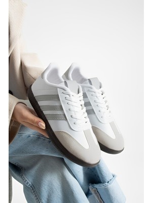 Çemi Unisex Spor Yandan Şeritli Erkek Kadın Hafif Rahat Kaymaz Taban Günlük Spor Ayakkabı