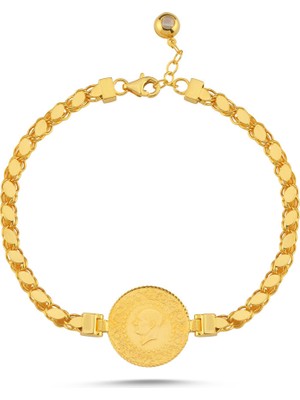 Sembol Gold Çeyrekli Bileklik Pullu Zincir 18+2 cm