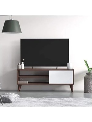 Die Grup Ceviz Renkli 110 cm Tv Ünitesi, Kitaplık ve Tv Sehpası
