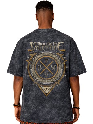 Sevbano Bullet For My Valentine Rock Metal Müzik Grubu Baskılı Unisex Oversize Eskitme Yıkamalı Tişört
