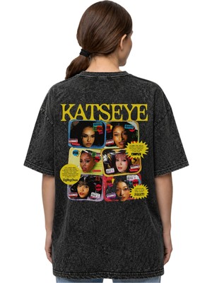 Sevbano Katseye Kpop Müzik Grubu Sırt Baskılı Unisex Oversize Eskitme Yıkamalı Tişört