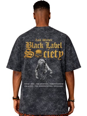 Sevbano Black Label Society Rock Metal Müzik Grubu Baskılı Unisex Oversize Eskitme Yıkamalı Tişört