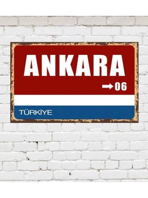 Hediye Caddesi Dekoratif Şehir Plaka Retro Tablo Mdf Ahşap Tablo - 06
