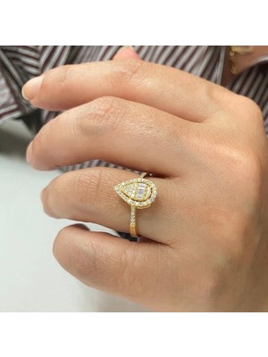 Simurg Jewellery Gümüş Taşlı Damla Model Yüzük