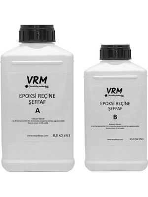 VRM Vernikrecinemarketi VRM Şeffaf Epoksi Döküm Reçinesi 1 kg Ultra Şeffaf Kullanım Alanları: Masa & Obje Dökümü
