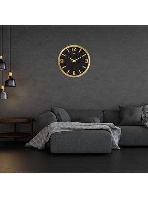 TeknoKapsül Gold 39 cm Kabartma Rakamlı Duvar Saati