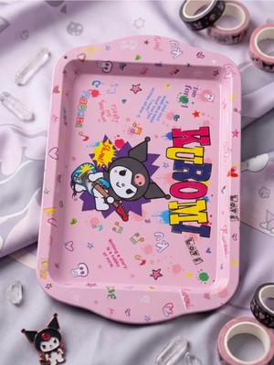 Gifi Kuromi & Hello Kitty Lisanslı Mini Metal Tepsi Süt Tepsisi