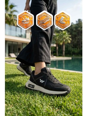 Walkway Siyah Hafızalı Taban Unisex Spor Ayakkabı