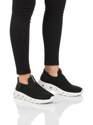 Pierre Cardin Kadın Spor Ayakkabı Siyah Beyaz Sneaker Hafif Tekstil Taban ile Rahat Kullanım