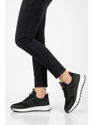 Walkway Siyah Beyaz Fileli Unisex Spor Ayakkabı