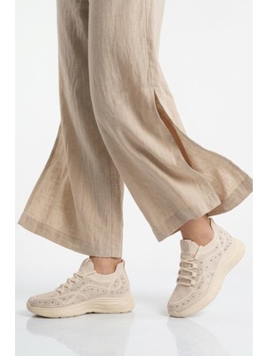 Aspor Bej Anorak Bağcıklı Kadın Sneaker