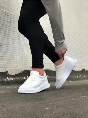 Pabucmarketi Beyaz Cilt Bağcıklı Erkek Sneaker