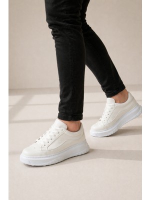 Pabucmarketi Beyaz Bağcıklı Erkek Sneaker