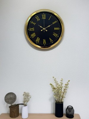 TeknoKapsül Noble Gold Black 40 cm Metal Duvar Saati