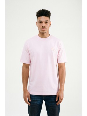 Machinist Erkek Logo Embroidered Oversize Tişört Pembe