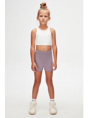 Lovetti Soft Lila Kız Çocuk Cepsiz Basıc Şort