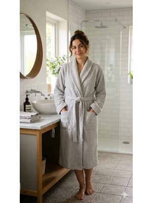 Bukle Bornoz, Şal Yaka Bornoz ,%100 Pamuklu Kadın / Erkek Unisex Bornoz