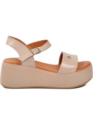 Pierre Cardin Pudra Kadın Dolgu Topuk Sandalet