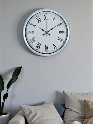 TeknoKapsül White Prime Roma Rakamlı 40 cm Metal Duvar Saati