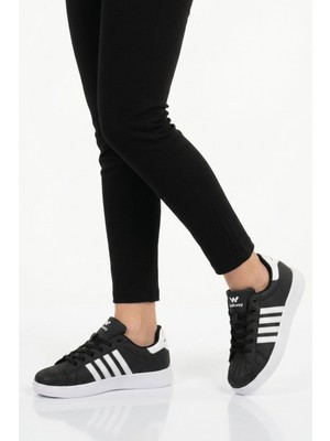 Walkway Siyah Beyaz Bağcıklı Unisex Spor Ayakkabı