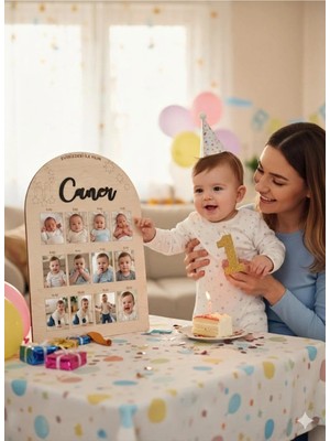 Woodengifts 3D Kişiye Özel Isimli Ahşap Doğum Günü Fotoğraf Panosu Doğum Günü Tablosu Kapı Süsü