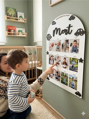 Woodengifts 3D Kişiye Özel Isimli Ahşap Doğum Günü Fotoğraf Panosu Doğum Günü Tablosu Kapı Süsü