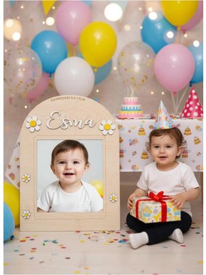 Woodengifts Kişiye Özel ve Her Yaşa Uygun Ahşap Büyük Boy Doğum Günü Fotoğraf Panosu Kapı Süsü