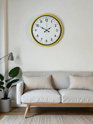 TeknoKapsül 36 cm Sarı Dekoratif Duvar Saati