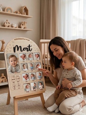 Woodengifts 3D Kişiye Özel Isimli Ahşap Doğum Günü Fotoğraf Panosu Doğum Günü Tablosu Kapı Süsü