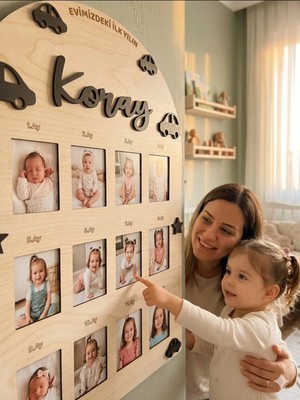 Woodengifts 3D Kişiye Özel Isimli Ahşap Doğum Günü Fotoğraf Panosu Doğum Günü Tablosu Kapı Süsü