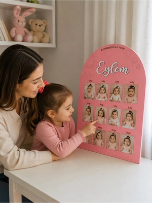 Woodengifts 3D Kişiye Özel Isimli Ahşap Doğum Günü Fotoğraf Panosu Doğum Günü Tablosu Kapı Süsü