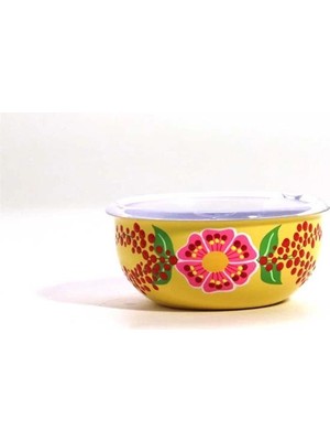 Dedemin Emayeleri Kapaklı Kase Sarı (12 Cm)