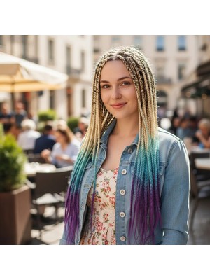 TeknoKapsül Afrika Örgüsü Rasta Için Sen Ombreli / Platin / Turkuaz Mi / Mor