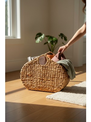 Akayev Nature Hasır Oval Gazetelik Organizer 50X18X36 cm