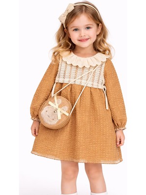 Cocosiss Kız Çocuk Çantalı Dantelli Elbise