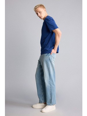 DeFacto %100 Pamuk Baggy Fit Mavi Jean Pantolon I2149AX26HS