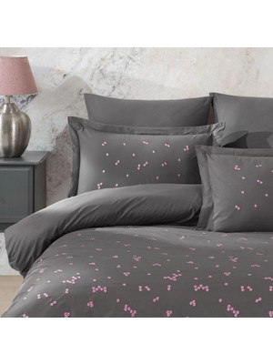 Colezium Çift Kişilik Poplin Premium Nakışlı Nev Spring Gri