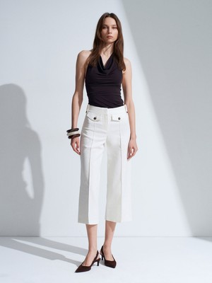 Dilvin 72711 %100 Pamuk Culotte Pantolon-Ekru
