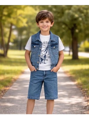 Beruflic 5/12 Yaş Kot(Denim) Kumaş Tişörtlü Çocuk Takımı