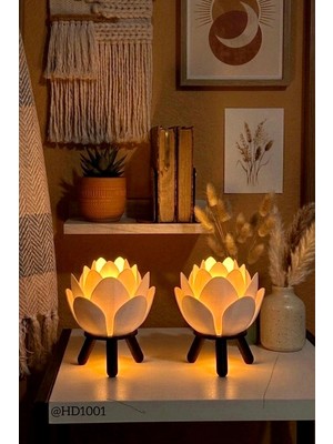 Empressco HD1001 2 Adet Lotus Lamba Başucu Masa Lambası Pilli Düğmeli Çiçek Model Işık Bohem Ev Dekoru 10CM - Fiyatı, Yorumları