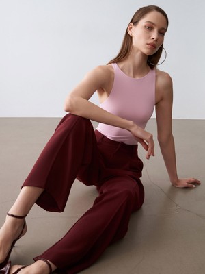 Dilvin 32836 Halter Yaka Bodysuit-Toz Pembe