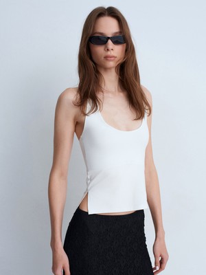 Dilvin 32726 Halter Yaka Top-Ekru