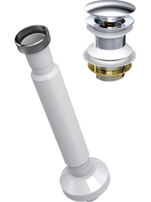 Suera Magic Pipe Körüklü Gider Borusu + Qualis Pop-Up Set (Zamak - Taşma Deliksiz)