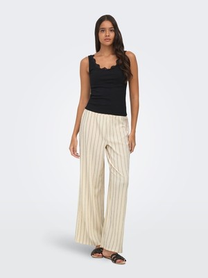 Only Onlmıka Wıde Loose Strıpe Pant Jrs Kadın Gri Pantolon - 15375289