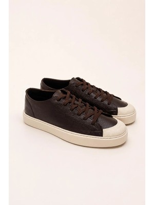 VARNAS Erkek Kahverengi Hakiki Deri Bağcıklı Sneaker Kauçuk Taban Günlük Casual Ayakkabı – Palio