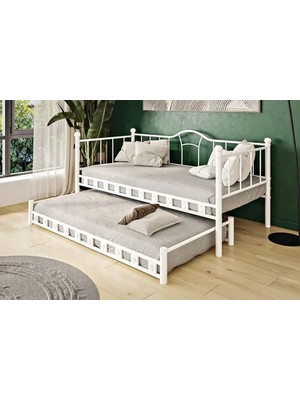 Vivense Argimo Kamelya Yavrulu Daybed Sedir Karyola, Beyaz, 90X190