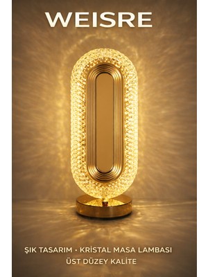 Empressco Weisre Kristal LED Masa Lambası Dokunmatik 3 Mod USB Şarjlı Gold Abajur Gece Lambası - Fiyatı, Yorumları
