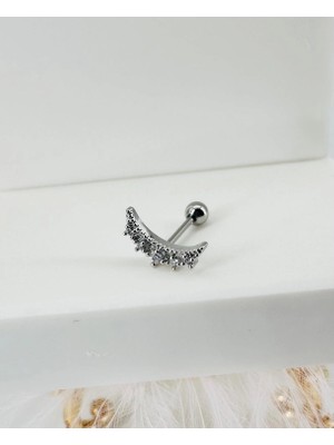 TeknoKapsül Rodyum Zirkon Taşlı Uç Kısmı : Pirinç Kıkırdak Bar Uzunluğu : 6 mm / Bar Kalınlığı 0.8 mm / Top Boy