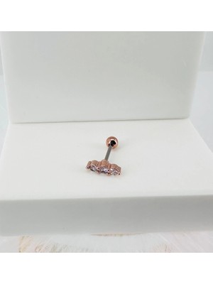 TeknoKapsül Zirkon Taşlı Uç Kısmı : Pirinç Kıkırdak Bar Uzunluğu : 6 mm / Bar Kalınlığı 0.8 mm / Top Boyu